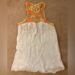 Free People Orange Floral Sheer Camisole